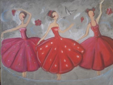 Peinture intitulée "les petites robes r…" par Lili La Puce, Œuvre d'art originale, Huile