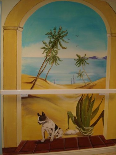 Peinture intitulée "petit chien" par Lili La Puce, Œuvre d'art originale, Huile
