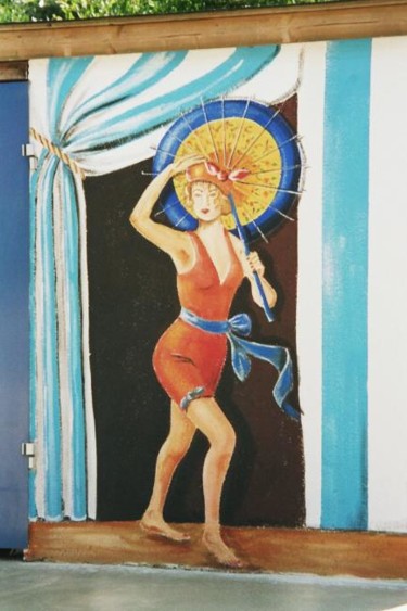Peinture intitulée "cabine de piscine" par Lili La Puce, Œuvre d'art originale, Huile
