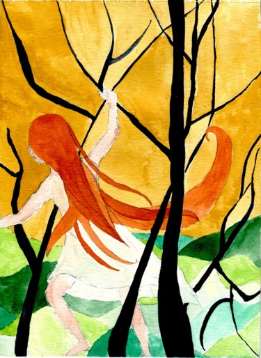 Pintura intitulada "Dans les bois.jpeg" por Lilie Glen, Obras de arte originais