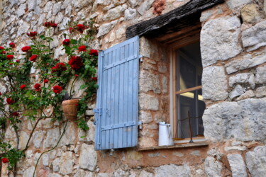Photographie intitulée "Fenêtre au rosier" par Lilipassion, Œuvre d'art originale, Photographie numérique