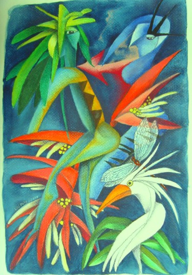 Картина под названием ""Los visitantes de…" - Lili Polo, Подлинное произведение искусства, Другой