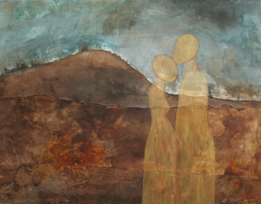 Malerei mit dem Titel "Les amoureux #2" von Lili Tarentule, Original-Kunstwerk, Tinte Auf Keilrahmen aus Holz montiert