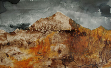 Painting titled "Entre ciel et terre…" by Lili Tarentule, Original Artwork, Ink Mounted on Other rigid panel