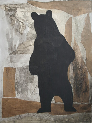 Картина под названием "L'ours, série Survi…" - Lili Tarentule, Подлинное произведение искусства, Чернила Установлен на Дерев…