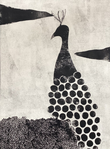 Printmaking titled "Paon" by Lili Tarentule, Original Artwork, Monotype