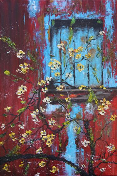 Painting titled "Memory's Doorway" by Lilith Tonakanyan, Original Artwork, Oil Mounted on Wood Stretcher frame