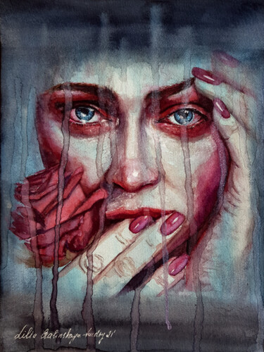 Peinture intitulée "Je ne pleure pas,…" par Liliya Hudry, Œuvre d'art originale, Aquarelle