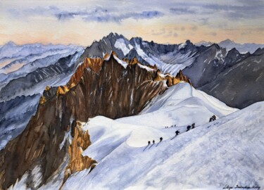 Pintura intitulada "Ascension du Mont-B…" por Liliya Hudry, Obras de arte originais, Aquarela