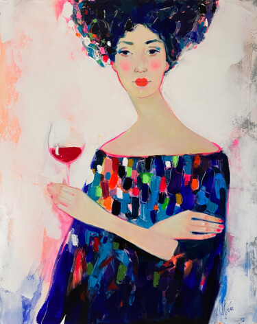 Malerei mit dem Titel "Red Wine" von Liliya Nikolova, Original-Kunstwerk, Acryl