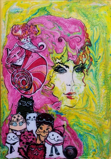 Pintura titulada ""МОИ ЛЮБИМЫЕ КОШКИ"" por Liliya Volskaya (Volskaya), Obra de arte original, Pigmentos