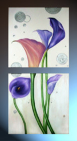 Schilderij getiteld "Purple calla lily w…" door Liliya Tutaj, Origineel Kunstwerk