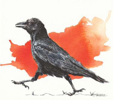 Zeichnungen mit dem Titel "Rabenvogel 2" von Lilla Varhelyi, Original-Kunstwerk, Tinte