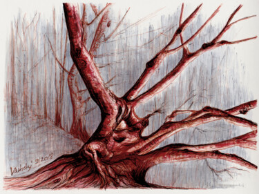 Рисунок под названием "Baumstudie 9" - Lilla Varhelyi, Подлинное произведение искусства, Чернила