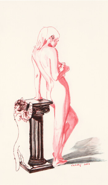 Drawing titled "NeuGierig 1" by Lilla Varhelyi, Original Artwork, Ink