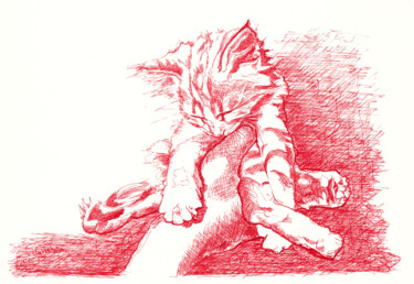 Zeichnungen mit dem Titel "Eine Hand voll Kätz…" von Lilla Varhelyi, Original-Kunstwerk, Tinte
