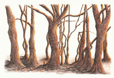 Zeichnungen mit dem Titel "Baumstudie 31" von Lilla Varhelyi, Original-Kunstwerk, Tinte