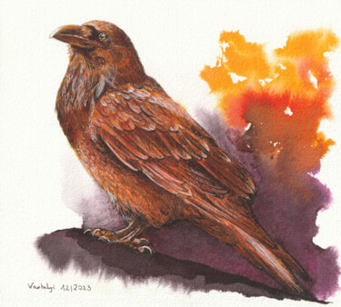 Zeichnungen mit dem Titel "Rabenvogel #21" von Lilla Varhelyi, Original-Kunstwerk, Tinte