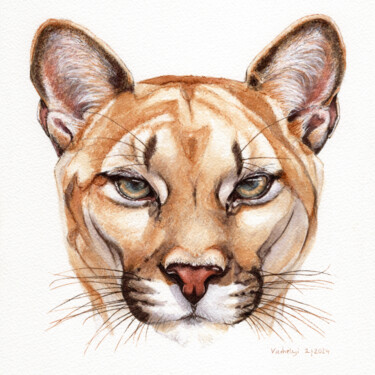 Dibujo titulada "Puma" por Lilla Varhelyi, Obra de arte original, Tinta