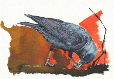 Dibujo titulada "Rabenvogel #23" por Lilla Varhelyi, Obra de arte original, Tinta