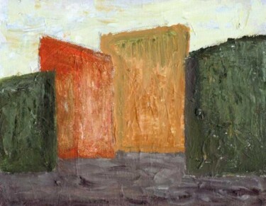 Painting titled "Two houses" by Lillemor Hansson, Original Artwork
