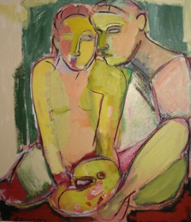 Malerei mit dem Titel "Zwei Spaßmacher" von Lilli Ladewig, Original-Kunstwerk, Öl