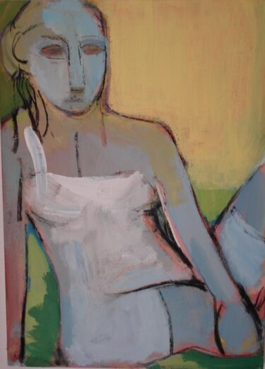 Malerei mit dem Titel "girl in white" von Lilli Ladewig, Original-Kunstwerk, Öl