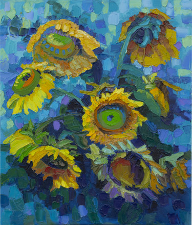 Painting titled "Sunflowers #2" by Lilit Vardanyan, Original Artwork, Oil