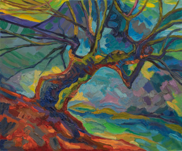 Pittura intitolato "Lonely Tree" da Lilit Vardanyan, Opera d'arte originale, Olio