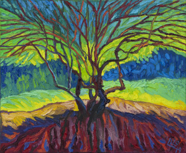Painting titled "Shining Tree" by Lilit Vardanyan, Original Artwork, Oil