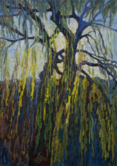 Painting titled "Willow In The Morni…" by Lilit Vardanyan, Original Artwork, Oil