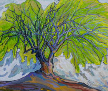 Painting titled "Lifeful Tree" by Lilit Vardanyan, Original Artwork, Oil
