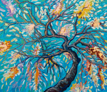 Painting titled "A Blossom Tree" by Lilit Vardanyan, Original Artwork, Oil