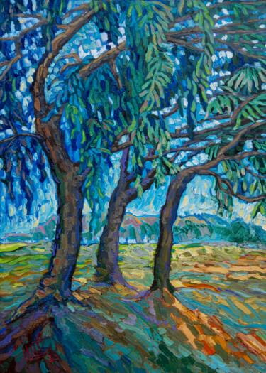 Painting titled "3 Trees" by Lilit Vardanyan, Original Artwork, Oil