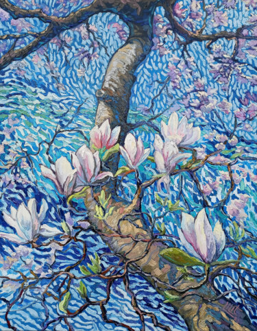 Painting titled "Magnolia" by Lilit Vardanyan, Original Artwork, Oil