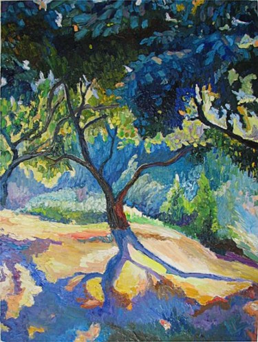Painting titled "Apricot trees With…" by Lilit Vardanyan, Original Artwork, Oil