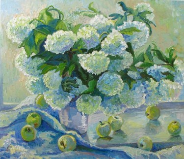 Painting titled "White flowers" by Lilit Vardanyan, Original Artwork, Oil