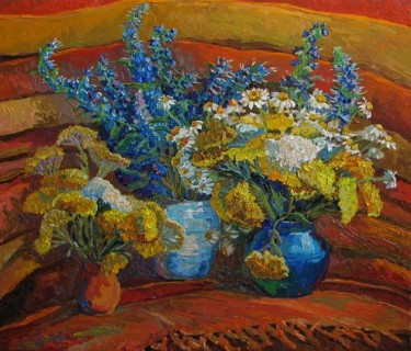 Pintura titulada "The Oriental Flowers" por Lilit Vardanyan, Obra de arte original, Oleo