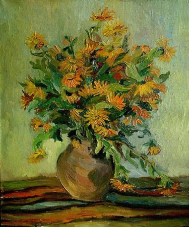 Pintura titulada "The yellow flowers" por Lilit Vardanyan, Obra de arte original, Oleo