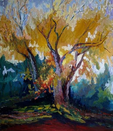 Painting titled "Gold automn" by Lilit Vardanyan, Original Artwork, Oil