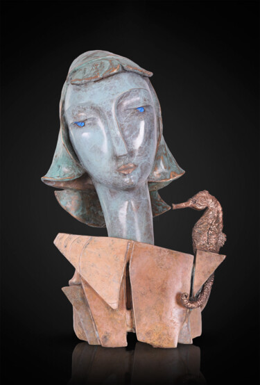 Скульптура под названием "Neréis  Phebus" - Lilou Gilbert Desvallons, Подлинное произведение искусства, Бронза
