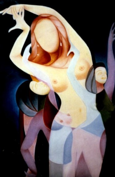 Painting titled "Danse au-delà" by Lil, Original Artwork, Oil