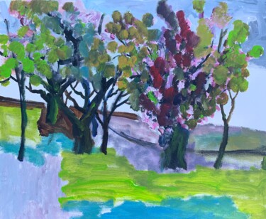 Peinture intitulée "the tree in spring" par Lily Li, Œuvre d'art originale, Acrylique