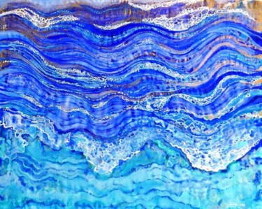 Malerei mit dem Titel "Warm Sea" von Lilya P Dear, Original-Kunstwerk, Acryl Auf Keilrahmen aus Holz montiert