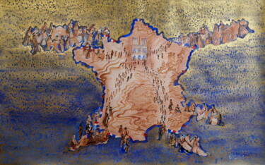 Pintura titulada "Notre-Dame processi…" por Lilya P Dear, Obra de arte original, Acrílico