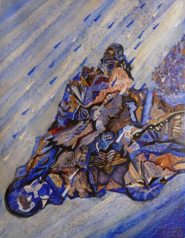 Картина под названием "Moto Rider" - Lilya P Dear, Подлинное произведение искусства, Акрил Установлен на Деревянная рама для…