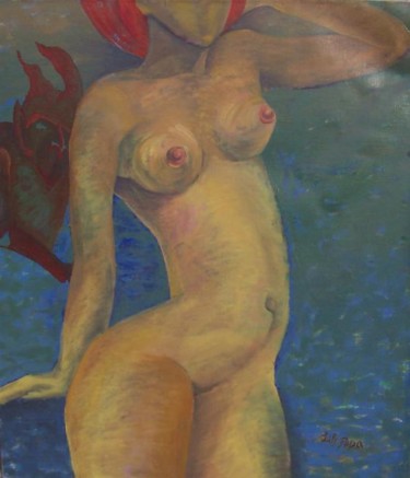 Pittura intitolato "la donna misteriosa" da Lily Popa, Opera d'arte originale