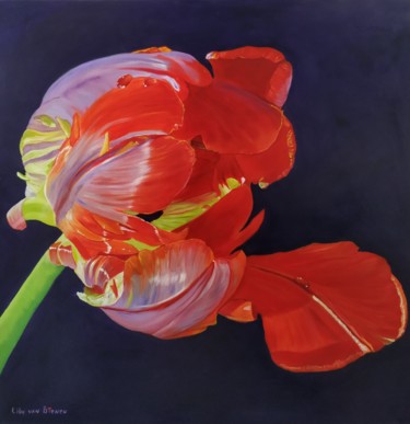 Malerei mit dem Titel "Orange Favourite Tu…" von Lily Van Bienen, Original-Kunstwerk, Öl