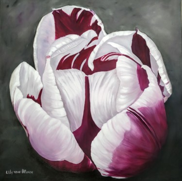 Картина под названием "English Tulip Socie…" - Lily Van Bienen, Подлинное произведение искусства, Масло