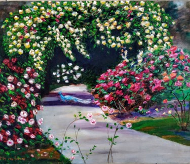 Painting titled "Jardin des Cappucin…" by Lily Van Bienen, Original Artwork, Oil